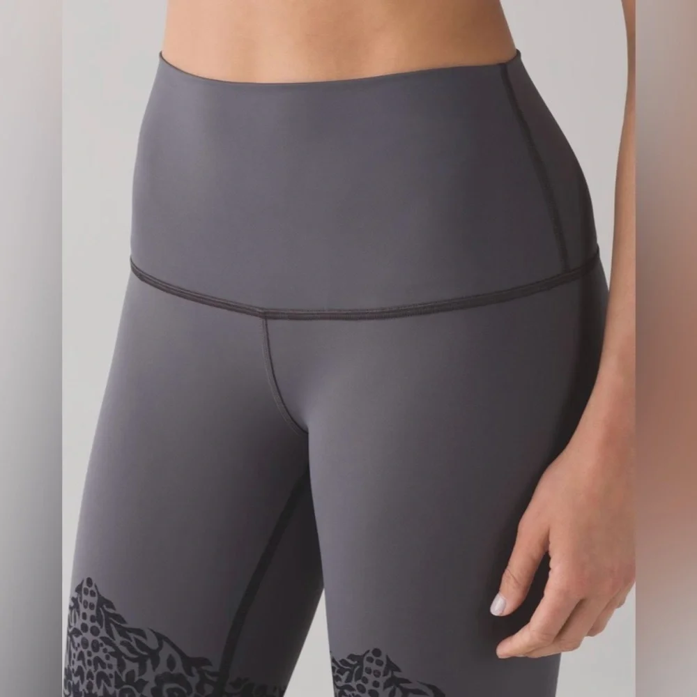 Lululemon Wunder Under Pant Engineered Print Nulux Dark Carbon Black Sz 4